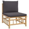 vidaXL Garden Lounge Set Dark grey cushions, natural bamboo frame