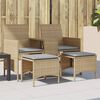 vidaXL Patio Sofa 2-Seater with Table and Stools Beige Poly Rattan
