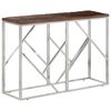 vidaXL Console Table Silver Stainless Steel, Solid Sleeper Wood Medium