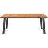 vidaXL Dining Table Light Brown Solid Oak Wood, Powder-Coated Steel Large