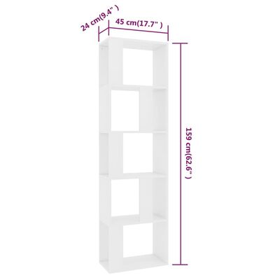 vidaXL Book Cabinet/Room Divider White 17.7"x9.4"x62.6" Engineered Wood