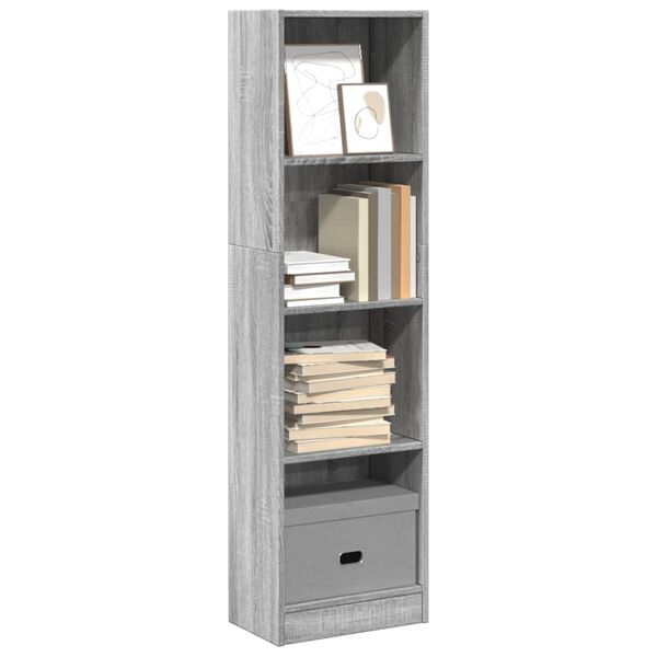 vidaXL Bookcase Grey Sonoma Engineered Wood Tall Bookcase Rectangular