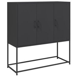 vidaXL Highboard Black Steel Medium Highboard Rectangular Industrial