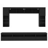 vidaXL 8 Piece TV Wall Stand Set with LED Lights Black