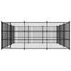 vidaXL Dog Kennel Black Powder-Coated Steel 177.2 x 177.2 x 72.8 in