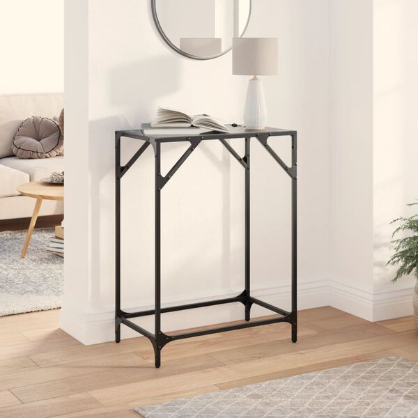 vidaXL Console Table Black glass Steel and glass Simple Console Table