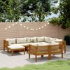vidaXL Garden Lounge Set Cream cushions with natural wood finish
