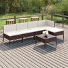 vidaXL Garden Lounge Set Brown, Cream White