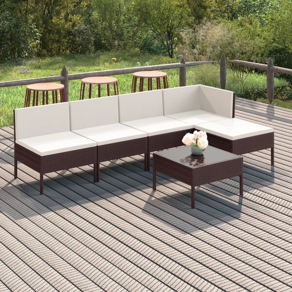 vidaXL Garden Lounge Set Brown, Cream White