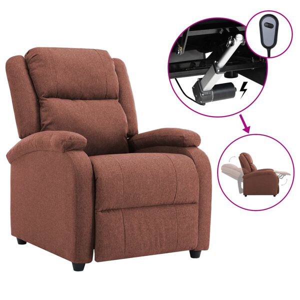 vidaXL Electric Recliner Chair Brown Fabric, Wood, Metal 75