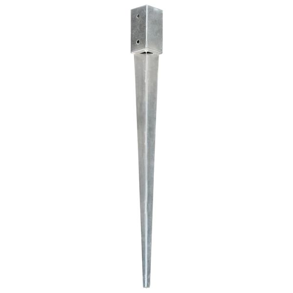vidaXL Ground Spikes 2 pcs Silver 2.8x2.8x35.4" Galvanised Steel