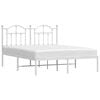 vidaXL Bed Frame White Powder-Coated Steel Double Bed Frame