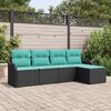 vidaXL Garden Sofa Set 5 pcs Black Poly Rattan