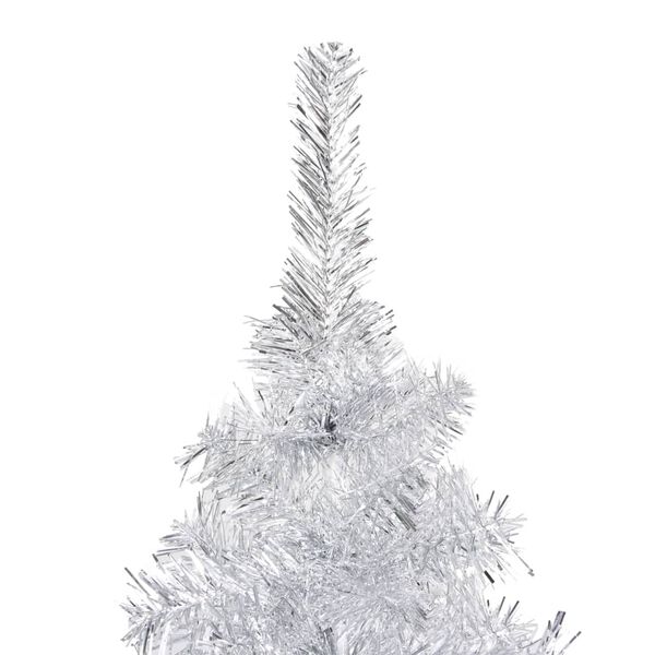 vidaXL Artificial Pre-lit Christmas Tree with Ball Set Silver 59.1" PET