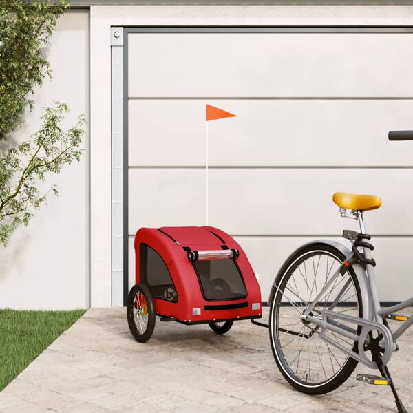 vidaXL Pet Bike Trailer Red Oxford fabric Collapsible Bike Trailer