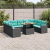 vidaXL 10 Piece Patio Sofa Set with Cushions Black Poly Rattan