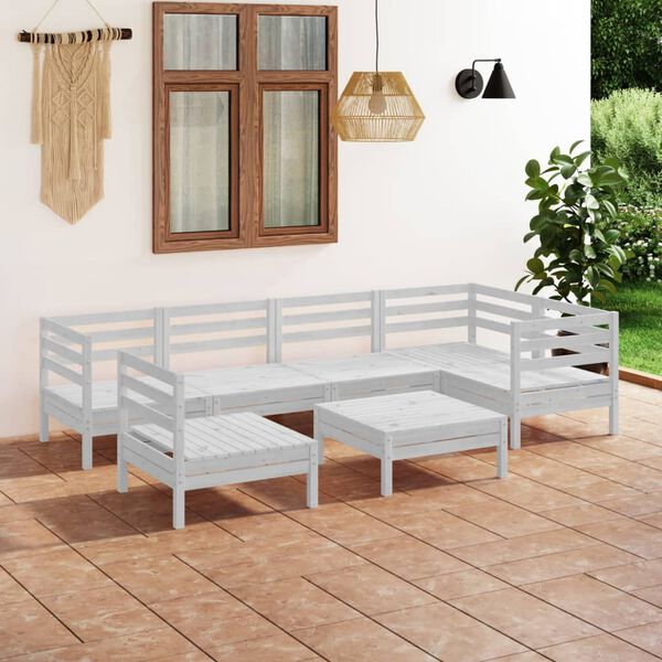 vidaXL Garden Lounge Set White Solid Pinewood 7 Piece Set Modular