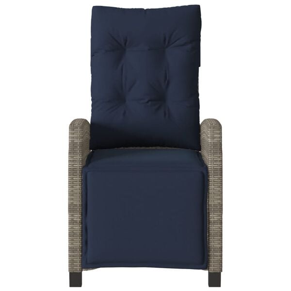 vidaXL Reclining Garden Chair Grey Poly Rattan, Powder-Coated Steel