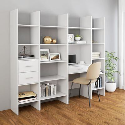 vidaXL Book Cabinet White 23.6"x13.8"x70.9" Chipboard