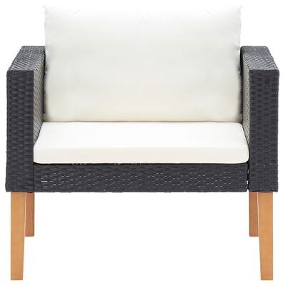 vidaXL Single Patio Sofa with Cushions Poly Rattan Black