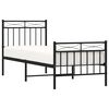 vidaXL Bed Frame Black Powder-Coated Steel Single Bed Frame