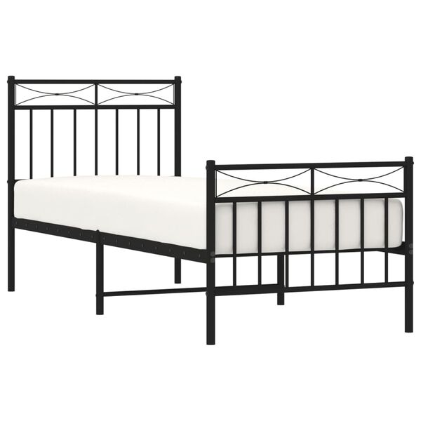 vidaXL Bed Frame Black Powder-Coated Steel Single Bed Frame