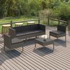 vidaXL Garden Lounge Set Grey PE rattan, powder-coated steel, polyester