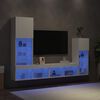 vidaXL TV Wall Unit White Engineered wood, Glass Medium Modular
