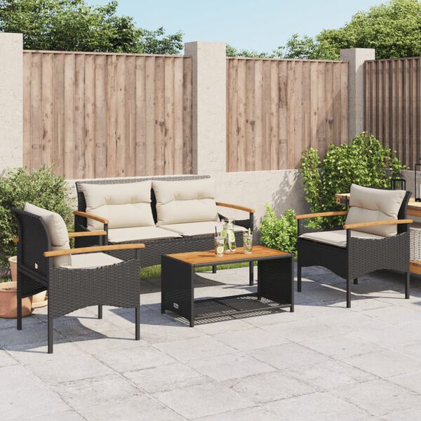vidaXL Garden Sofa Set Black