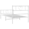 vidaXL Bed Frame White Powder-Coated Steel Small Single Bed Frame
