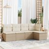 vidaXL Garden Sofa Set Beige PE Rattan Large Adjustable Armrests