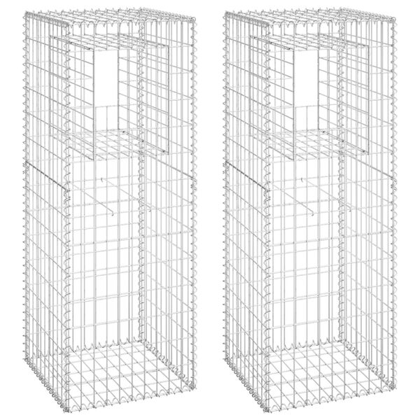 vidaXL Gabion Basket Posts 2 pcs 19.7"x19.7"x55.1" Iron