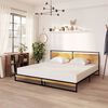 vidaXL Bed Frame Black Powder-coated metal, melamine coated MDF 79 x 79 in