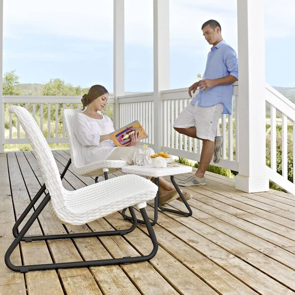 Keter Patio Furniture Set White Plastic PP Compact Modern