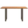vidaXL Dining Table Light Brown Solid Oak Wood, Powder-Coated Steel Large