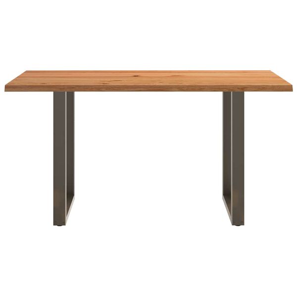 vidaXL Dining Table Light Brown Solid Oak Wood, Powder-Coated Steel Large
