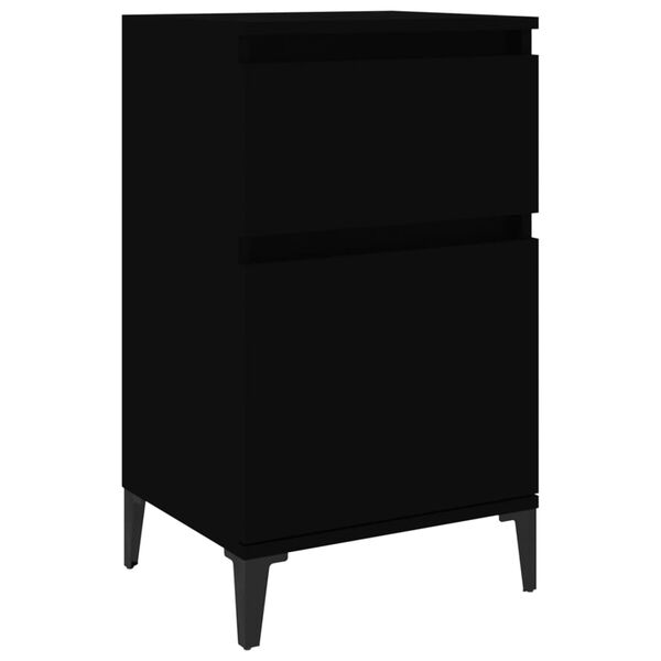 vidaXL Bedside Cabinet Black Engineered wood Bedside Cabinet Rectangle