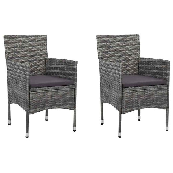 vidaXL Dining Set Grey PE rattan, Glass, Aluminum, Steel, Polyester Medium