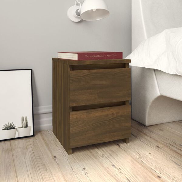 vidaXL Bedside Cabinet Brown Oak Engineered Wood Compact Bedside Cabinet