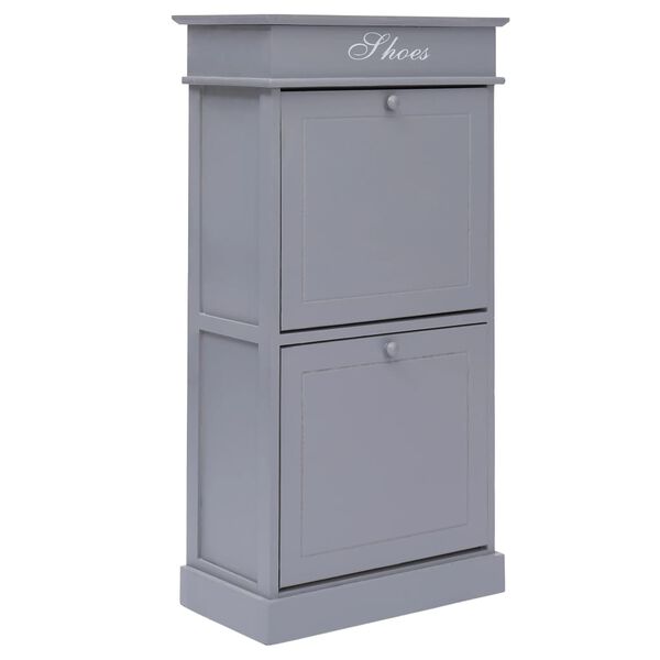vidaXL Shoe Cabinet Gray Paulownia wood + MDF 19.7 x 11.0 x 38.6 in