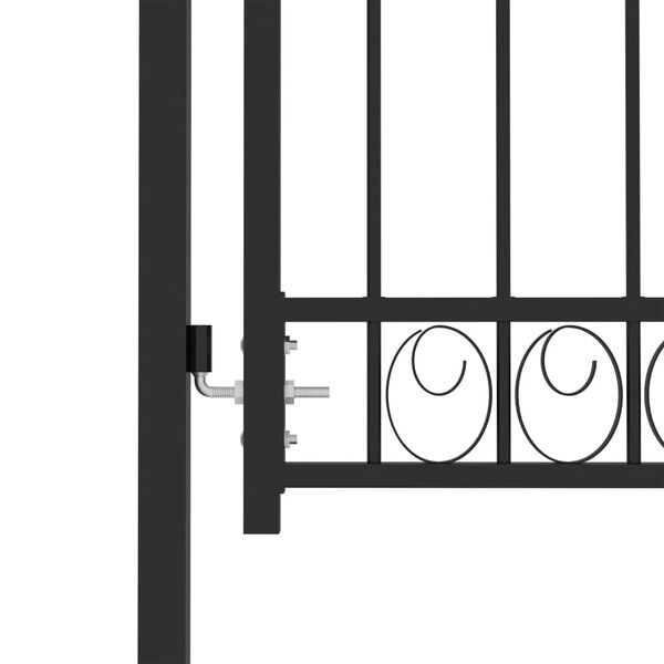 vidaXL Fence Gate with Arched Top Steel 39.4x49.2" Black