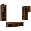vidaXL TV Wall Unit Set of 5 Smoked oak Engineered wood, glass Large