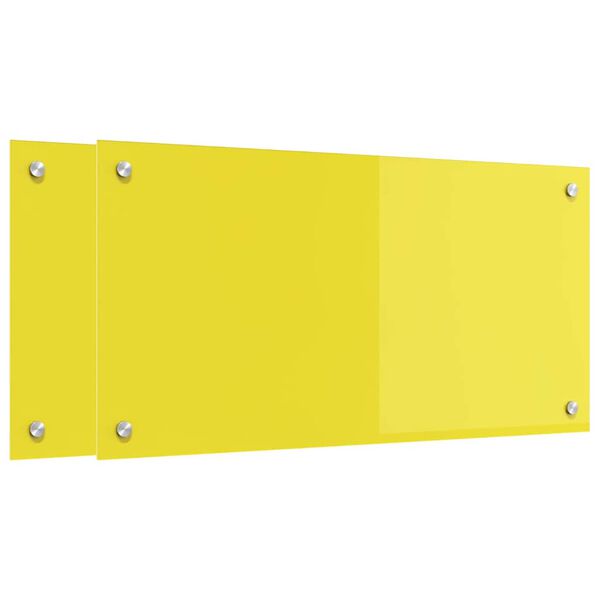 vidaXL Kitchen Backsplash 2 pcs Yellow 31.50 x 15.75 in Tempered Glass