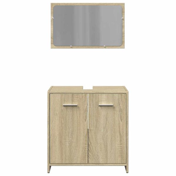 vidaXL Bathroom Furniture Set Sonoma Oak Engineered Wood Medium