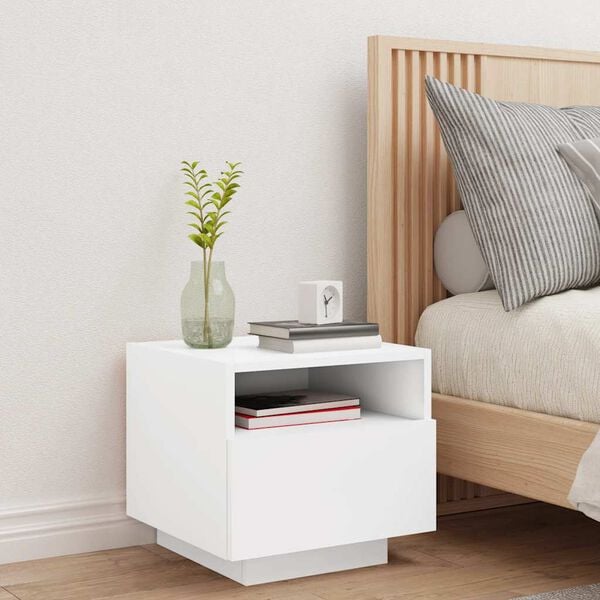 vidaXL Bedside Cabinet Cool White Engineered Wood Compact