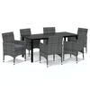 vidaXL Dining Set Grey PE Rattan 7-piece Durable Dining Set