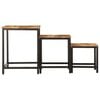 vidaXL Nesting Side Table Natural wood, black Solid mango wood, iron