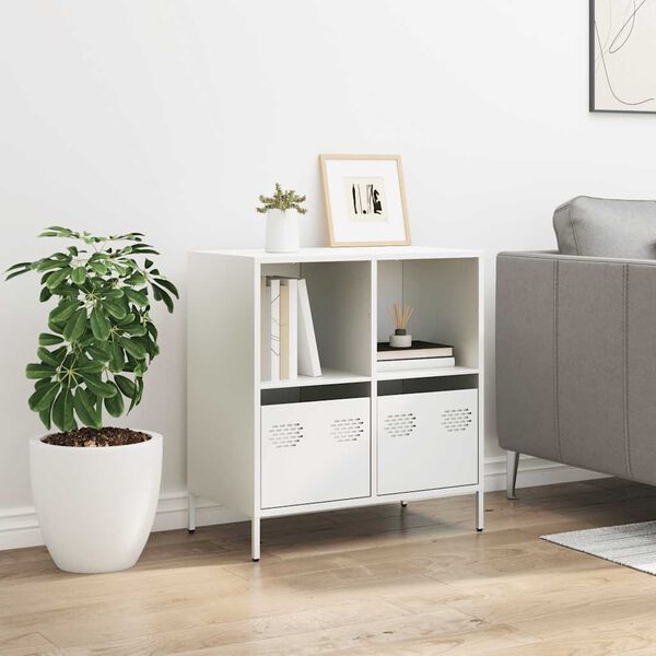 vidaXL Sideboard White Cold-rolled Steel 26.8x15.4x28.9 in Sideboard