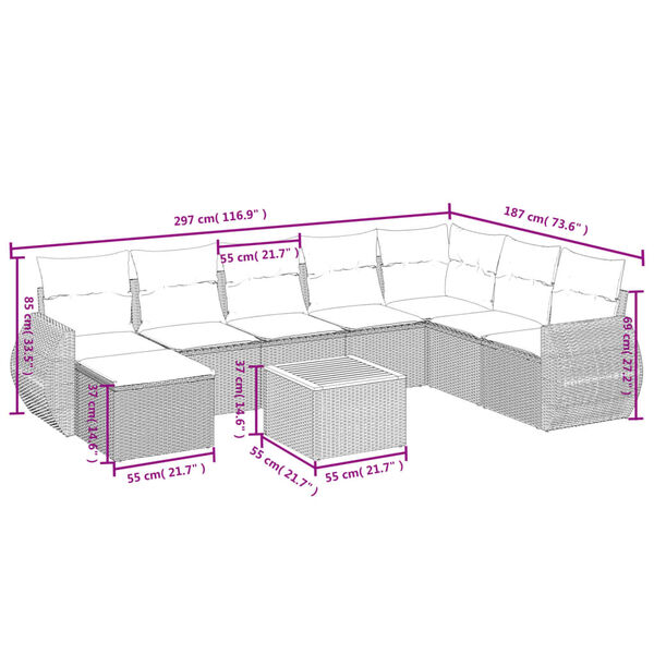 vidaXL Garden Sofa Set Grey, Dark Grey