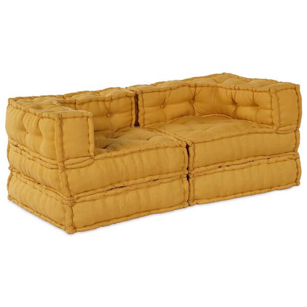vidaXL Modular Sofa 2 pcs Yellow 55.12 x 27.56 x 22.05 in Fabric